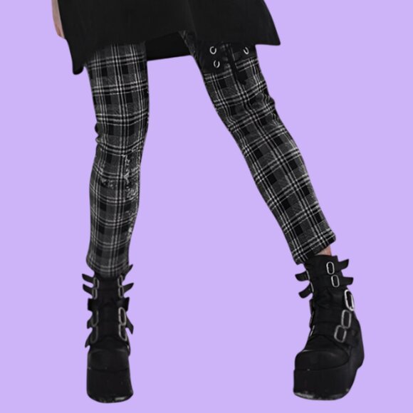 Disturbia Burroughs Plaid Trouser Pants Black Size L - Picture 6 of 6